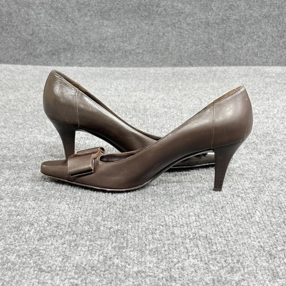 Salvatore Ferragamo Shoes Womens 6B Brown Leather Bow Pointed Toe Pumps Italy